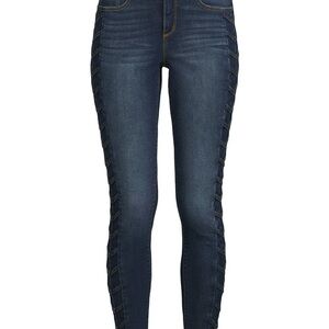 Sofia Vergara Side Lace Dark Blue Skinny Jeans